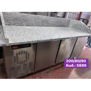 Μεταχειρισμένο ψυγείο πάγκος για pizza, με 3 πόρτες, μάρμαρο & salad bar‼️