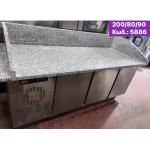 Μεταχειρισμένο ψυγείο πάγκος για pizza, με 3 πόρτες, μάρμαρο & salad bar‼️